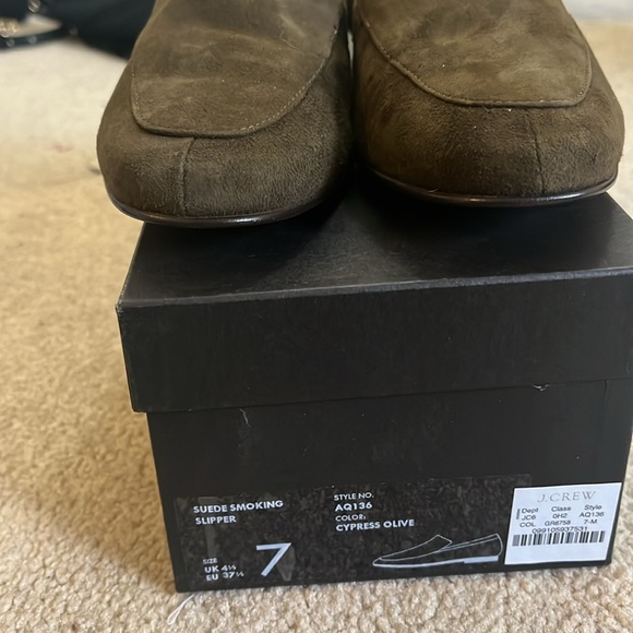 NWT J. CREW olive green suede loafers - Picture 4 of 9
